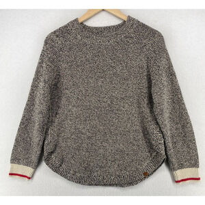 ROOTS CABIN Canada Sweater Womens L Marled Jumper Cotton Blend Black White